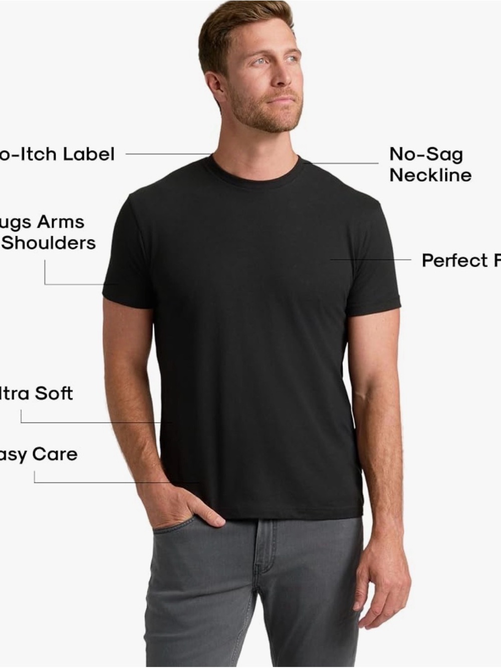 TRUE CLASSIC  Black Crew Neck Tee - Short Sleeve